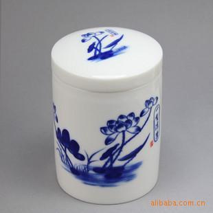 德化陶瓷厂家直供茶叶罐 精美水点桃花图 LOGO印制产品 - 行行出状元